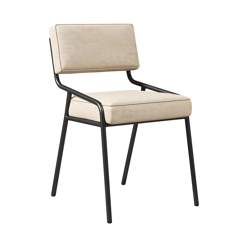 Chaise d'appoint de maison scandinave, chaise de salle à manger à dossier ouvert en métal rembourrée