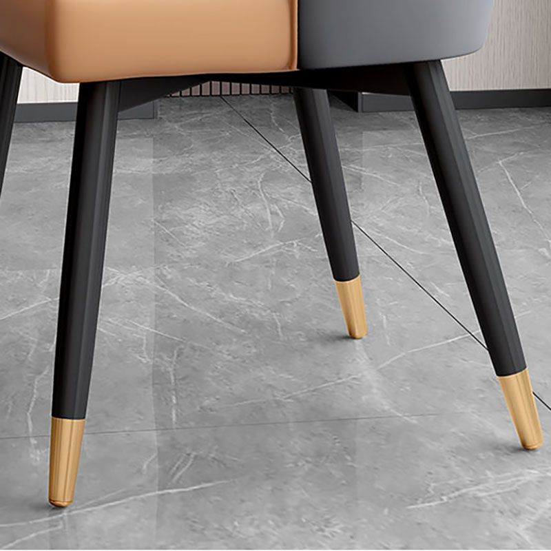 Sillas sin brazos de comedor de metal Glam, sillas de comedor tapizadas Parsons para restaurante