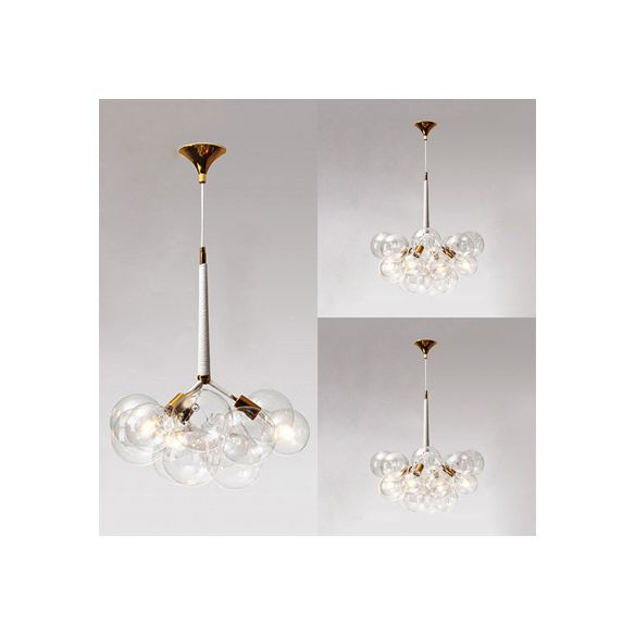 Globe Clear Glass Kronleuchter Beleuchtung zeitgenössischer 3/4/6 Lichter Schwarz/Weiß LED Hanging Deckenlampe