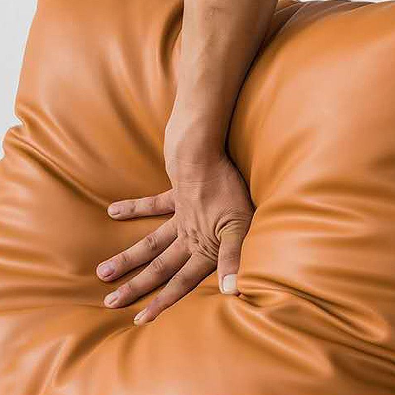 Square Arms 27" Wide Sled Based Faux Leather Arm Chair with Pillow Back