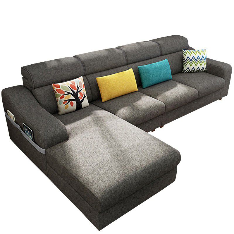 Sloped Arms Sofa Modular L-Shape Furniture Sectionals with Storage
