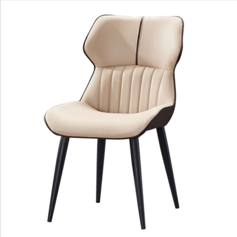 Faux Leather and Metal Side Chair Set Modern Dining Side Chair