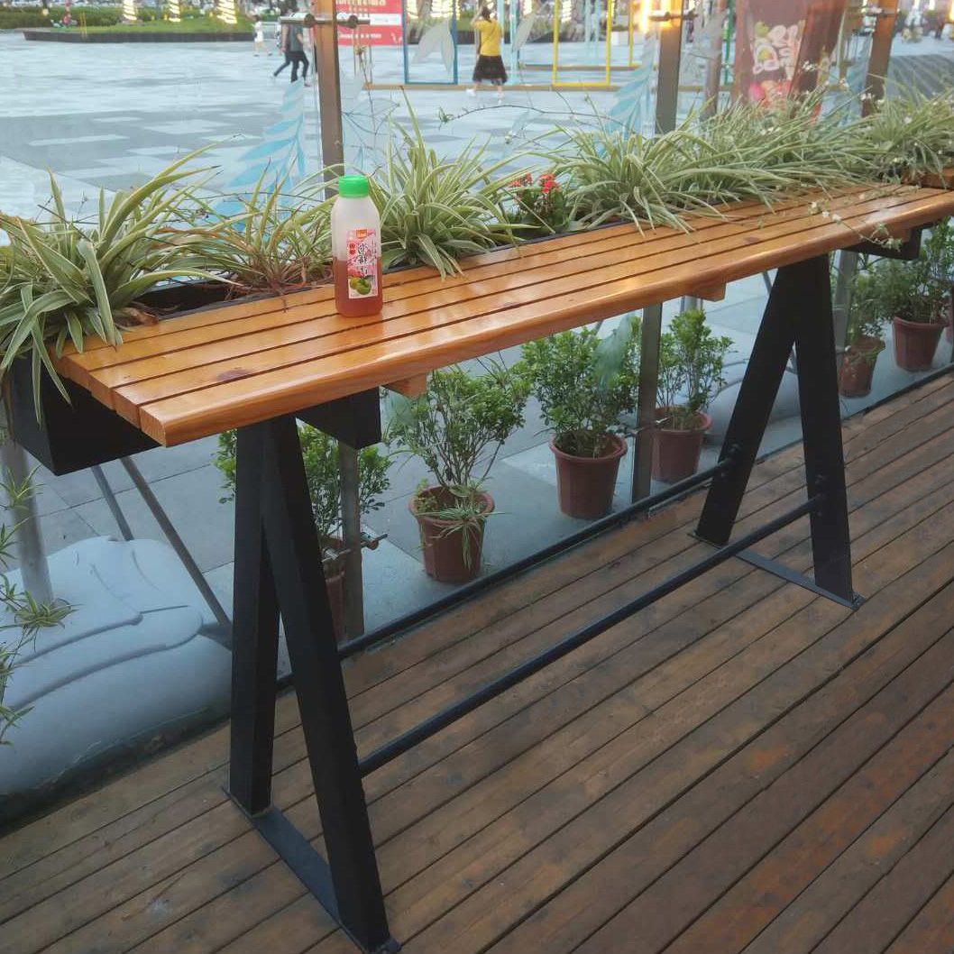 Modern Wood Bar Table with Rectangle Table Top Trestle Table with 42-inch Height