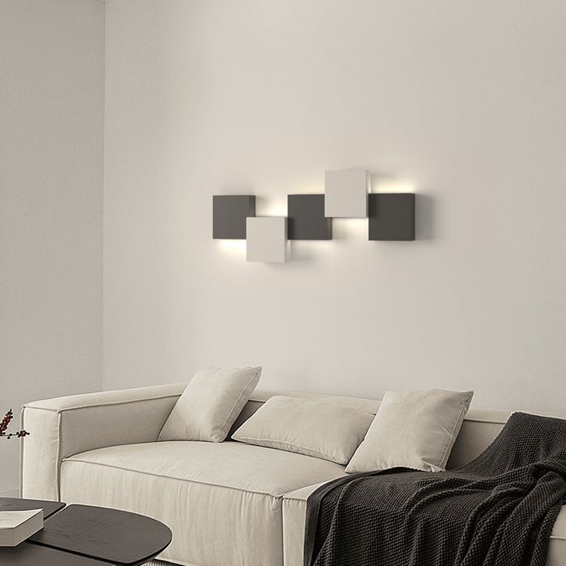 Modern Metal Wall Sconce Square Shape Wall Light with Silicone Shade for Bedroom