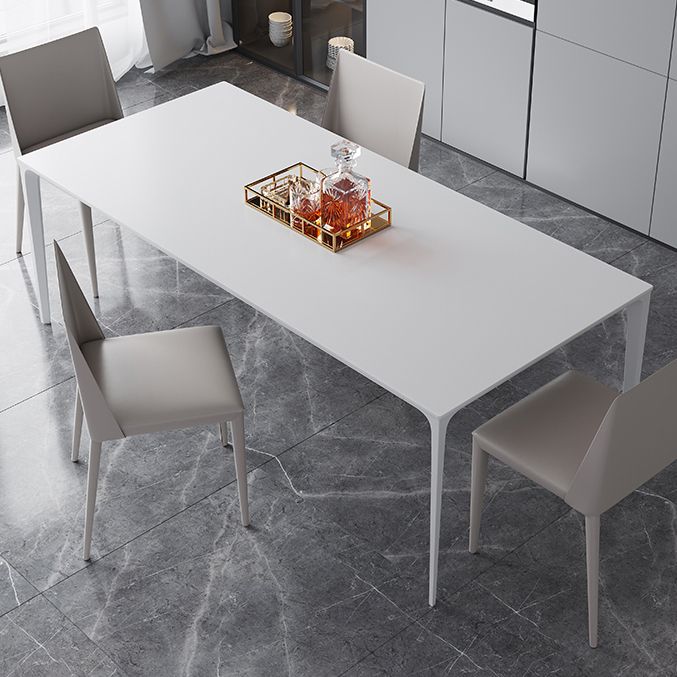 Table à manger standard de forme de rectangle simple blanc avec une base de 4 jambes avec une base de 4 jambes