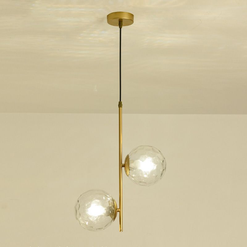 2 Lichte bolvormige tak Hangende lichten Moderne stijl Glazen hangende verlichting voor slaapkamer