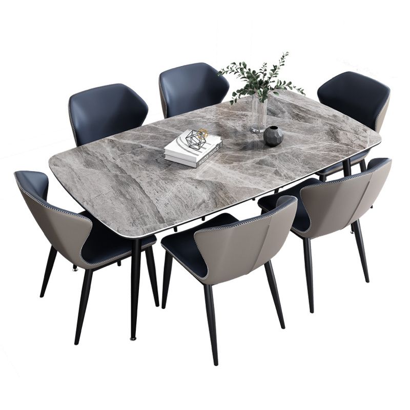 Modern Style Dining Room Set with Sintered Stone Dining Table and Upholstery Chairs