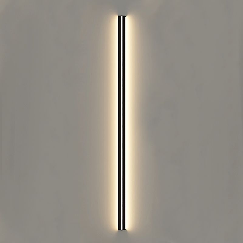 1 Light Linear Shape Wall Lighting Modern Style Metal Wall Light Sconce in Black