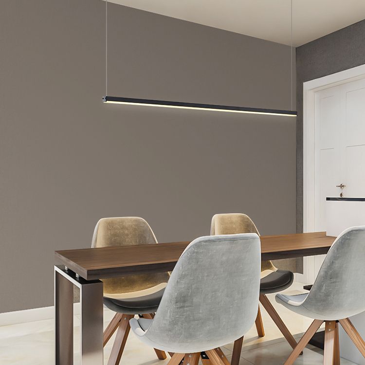 Modern Style Linear Shape Island Light Metal 1 Light Island Lighting Idea in Black