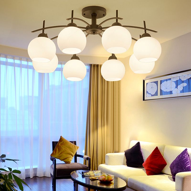 Moderne semi-inbouwlamp, eenvoudige plafondlamp met glazen kap voor salon