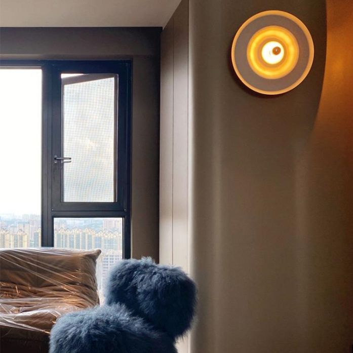 1 Light Circular Wall Mounted Lamp Contemporary Metal Wall Light Sconces