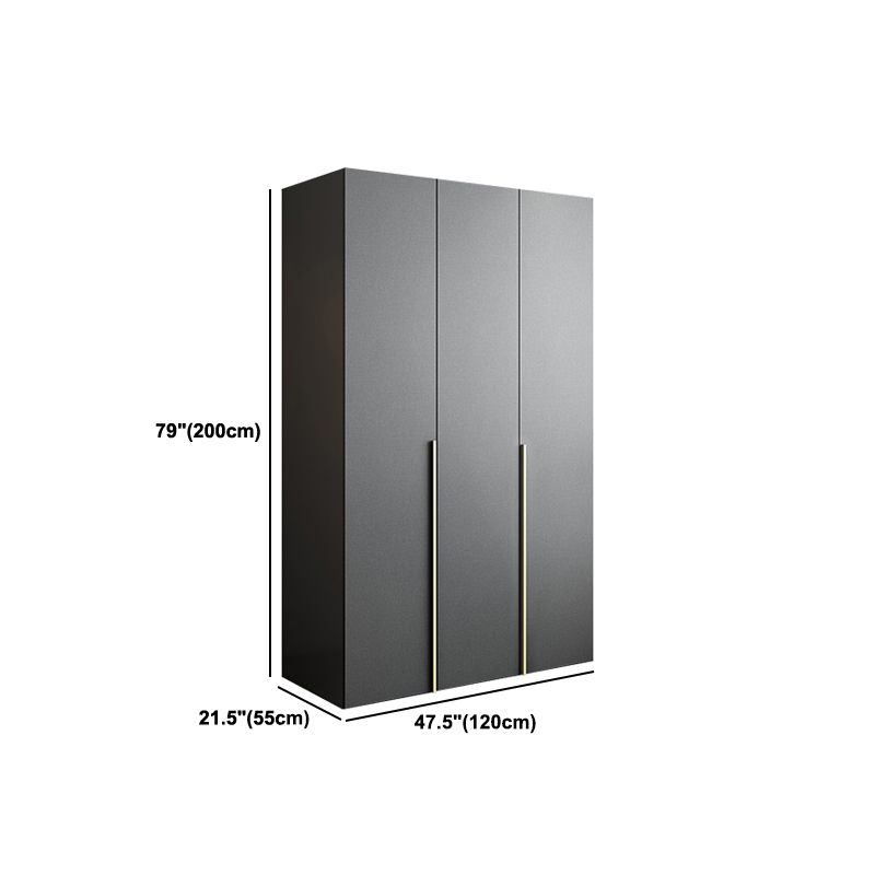 Black Storage Cabinet with Garment Rod Modern Manufactured Wood Cabinet for Bedroom