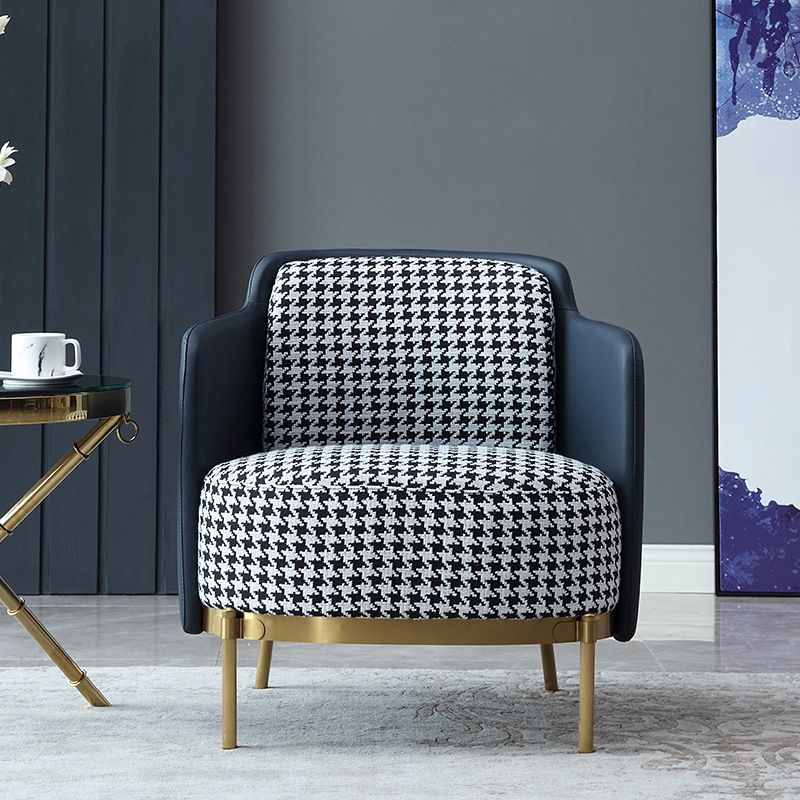 Linen Living Room Chair with Gold Basic Four Leg Accent Armchair
