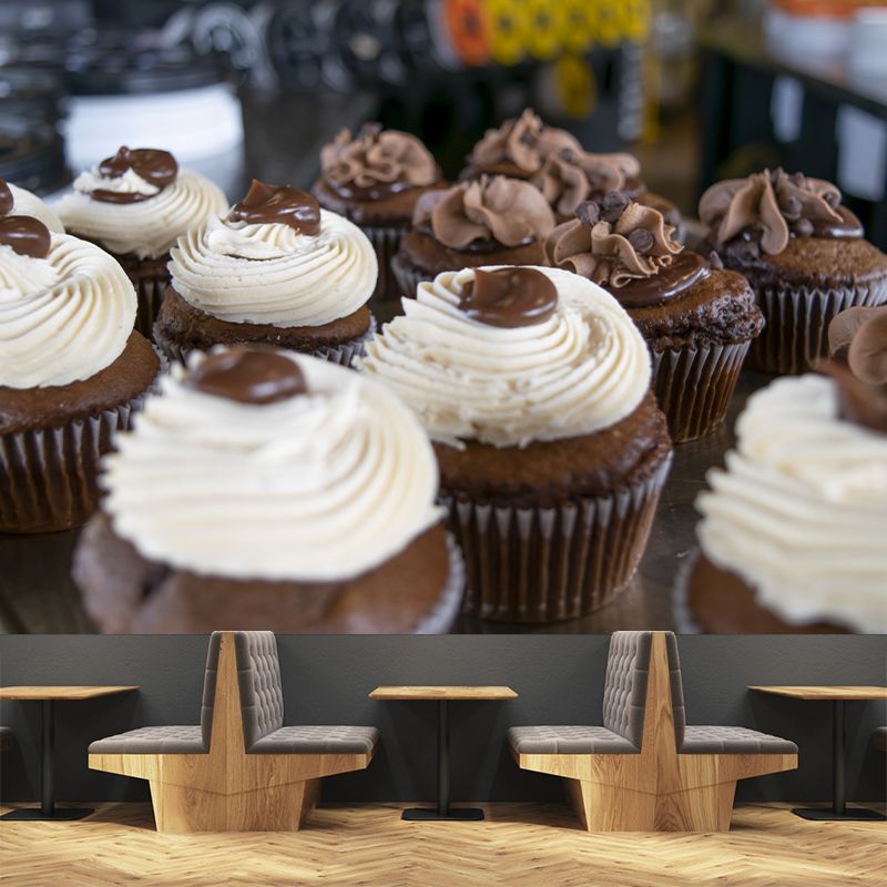 Cup Cake Wall Covering Mural Commercial Moisture Resistant Wall Decor, Custom Size