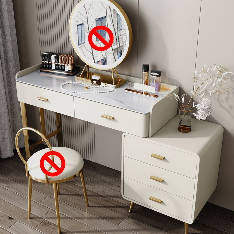 Wood and Metal Vanity Table in White/Grey Makeup Vanity Desk