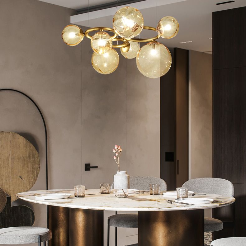 Kugelförmiger Kronleuchter 2 Farbe Optionaler minimalistischer Kronleuchter für Esszimmer Schlafzimmer