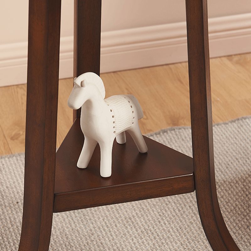 Traditional Wooden Round Top Side Table 3 Legs End Table with Shelf