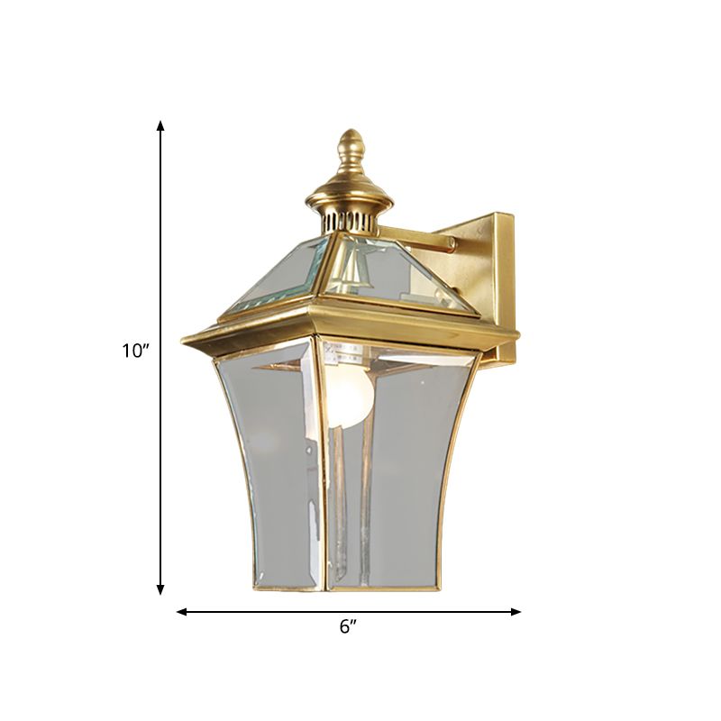 Luce di applique tradizionale Light Light 1-Bulb Metal Wall Apparecchiatura in oro per all'aperto