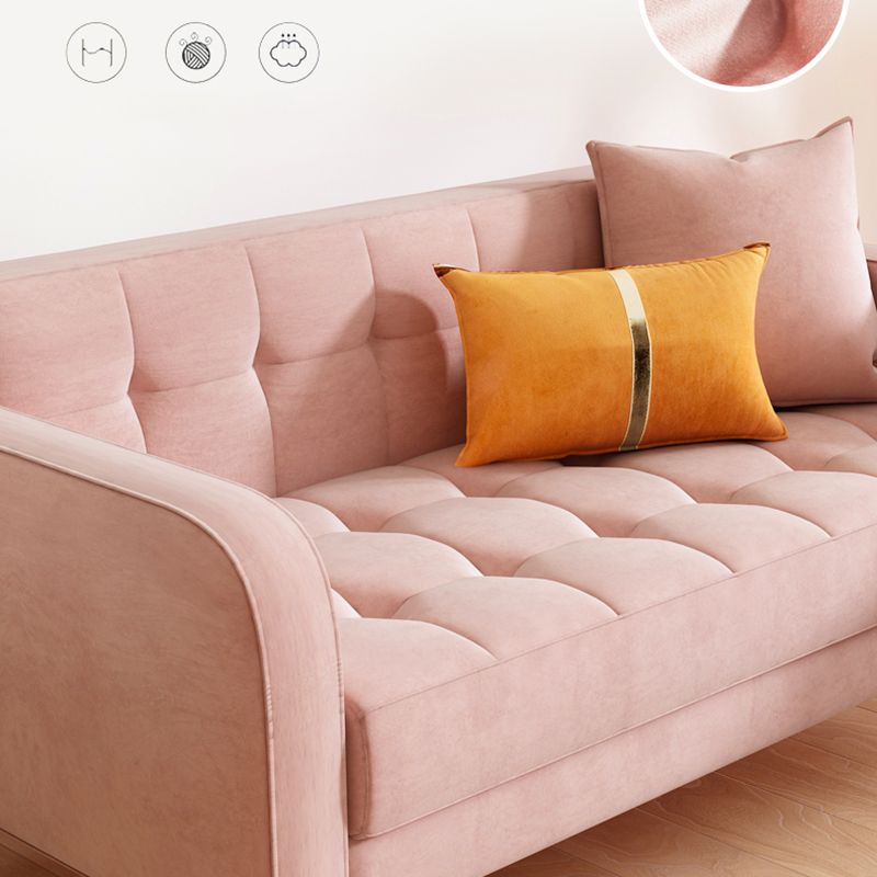 27.2" H 3 Seater Cotton Tufted Square Arm Sofa for Living Room