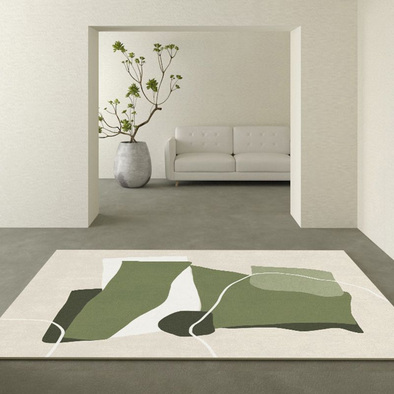 Trendy Colorblock Rug Morandi Color Area Rug Polyester Easy Care Carpet for Bedroom