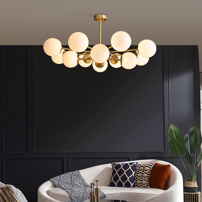 Lámpara de lámpara de lámpara de globo de vidrio accesorio de iluminación de araña minimalista en blanco