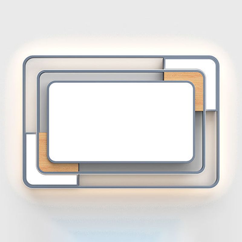 Plafonnier LED gris de forme géométrique, design nordique acrylique, plafonnier pour salon