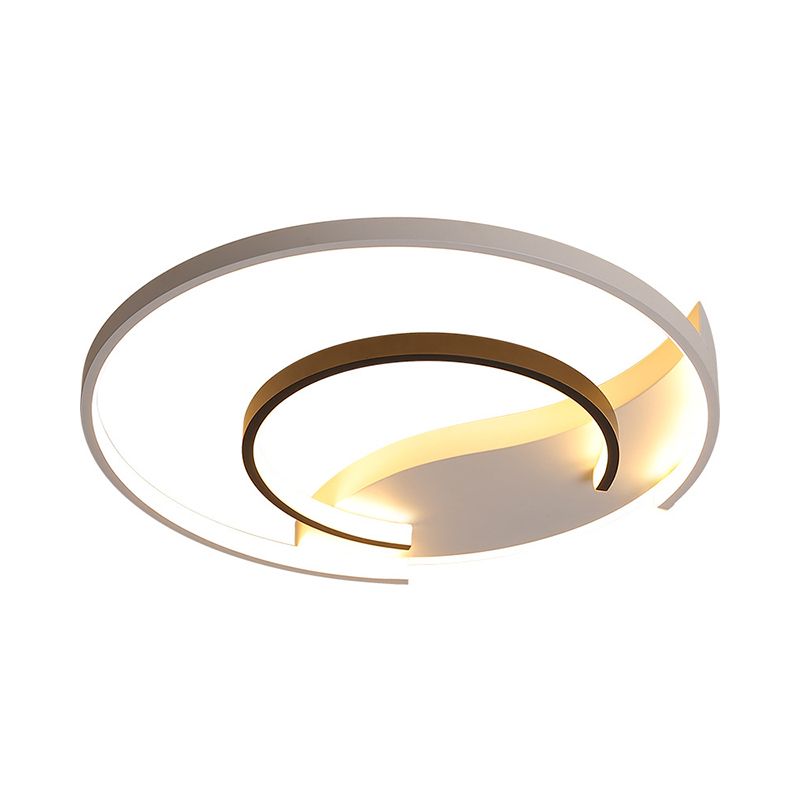 16"/19.5" Dia Acrylic Hoop Ceiling Lamp Simplicity Black-White LED Flush Mounted Light in Warm/White/3 Color Light