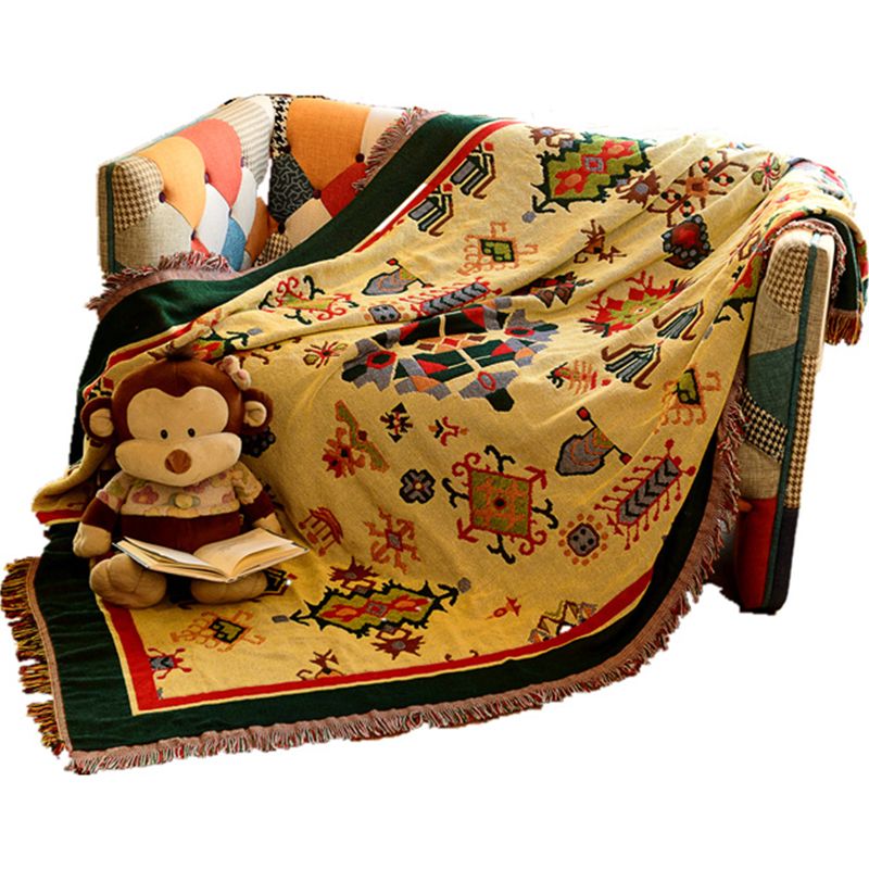 Tapis bohème jaune antique coton tapis géométrique tapis lavable en filet de filet en filet pour le salon