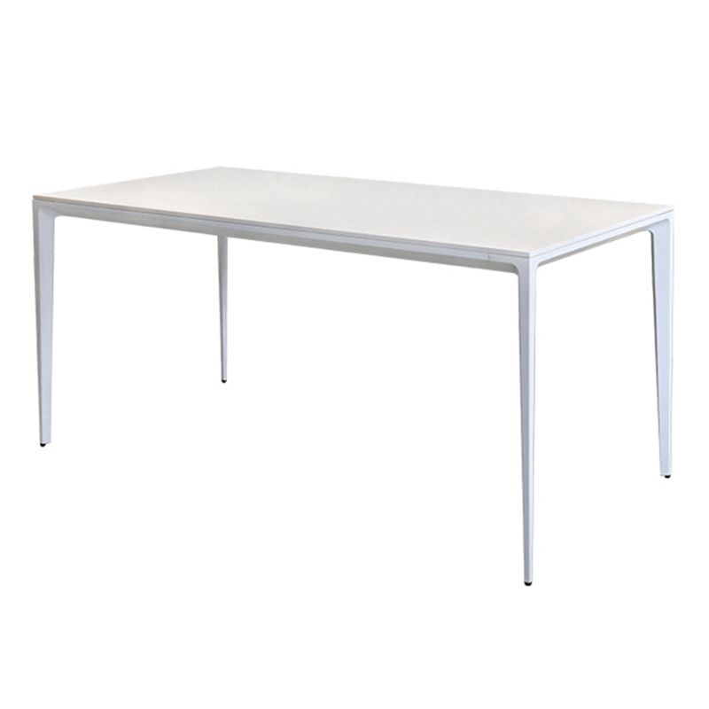 Contemporary Dining Table Sintered Stone Rectangular Table with Metallic Four-leg