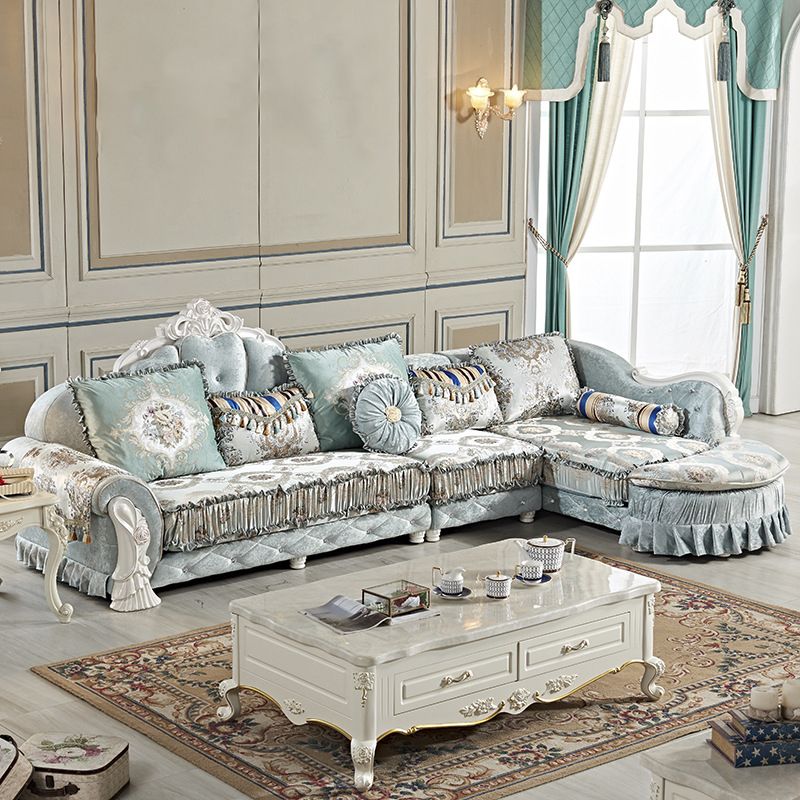 3/4-Seater Velvet Sectional Sofa L-Shape Flared Arm Sofa Sectional