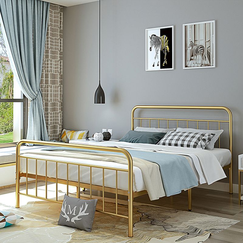 Metal Slat Bed Solid Color Open-Frame Bed With Custom Gold Legs