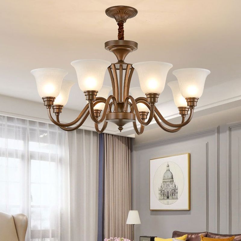Glass American Chandelier Bell Shape Multi Light Hanging Light for Restaurant