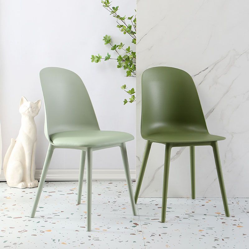 Silla lateral escandinava de plástico sin brazos, silla con respaldo sólido para el hogar