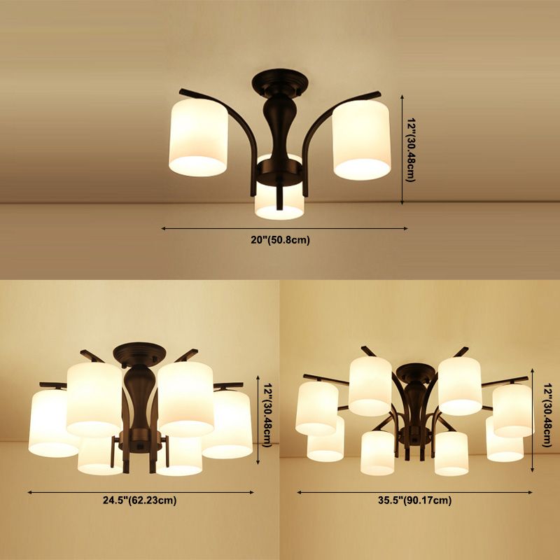 Modern Flush Mount Light Simple Ceiling Lamp with Glass Shade for Drawing Room Living Room