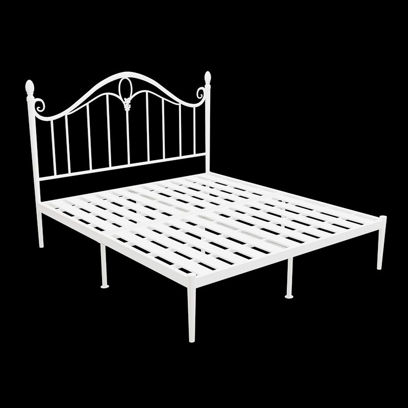 45" Tall Glam Standard Bed Metal Open-Frame Bed with Arched Headboard