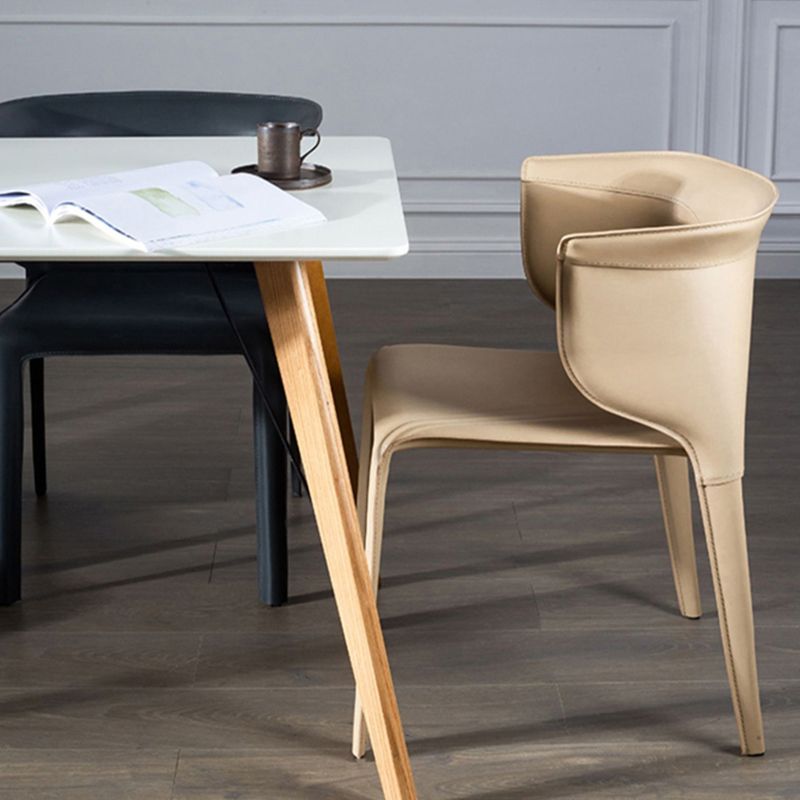 Faux Leather Dining Chair Modern Upholstered Chair with Metal Legs