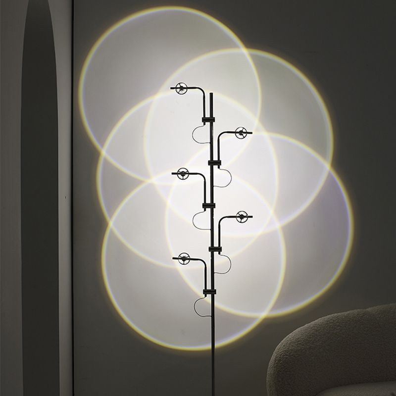 Chrome Circles Floor Light Decorative Metal LED Sunset Lamp for Living Room