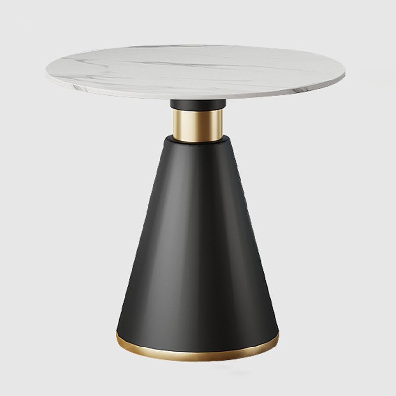 Round Table Dinette Table Contemporary Stone Dinner Room Table with Pedestal Base