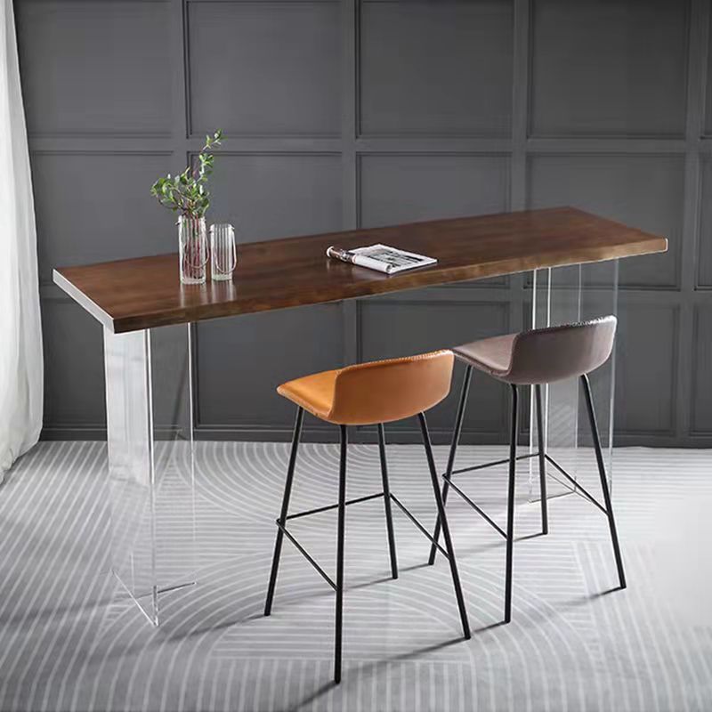Contemporary Style Solid Wood Top Dining Table with Acrylic Base