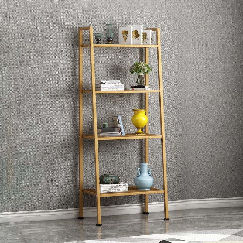 Contemporary Ladder Bookshelf Metal Open Back Bookcase for Office