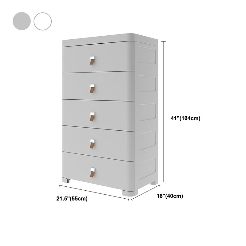 Contemporary Grey / White Chest Plastic Chest with Drawers for Bedroom