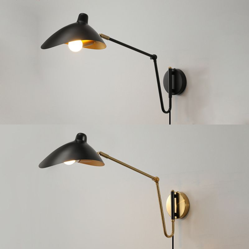 Zeitgenössische verstellbare Wandleuchten Einkopf -Schwarze Wandlampe für Schlafzimmer Wohnzimmer