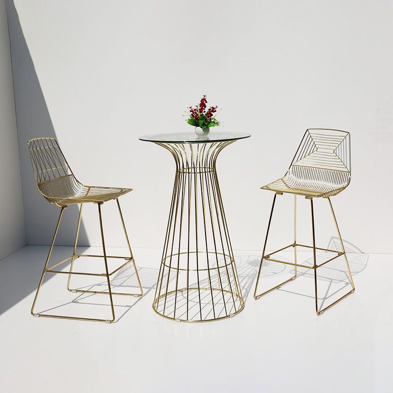 1/3 Pieces Round Bar Table Set Modern Metal Cafe Bar with Foot Bar Stools