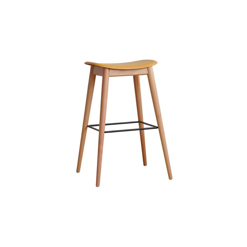 Modern Wood Legs Counter Chair Indoor Footrest Saddle Seat Counter Bar Stool