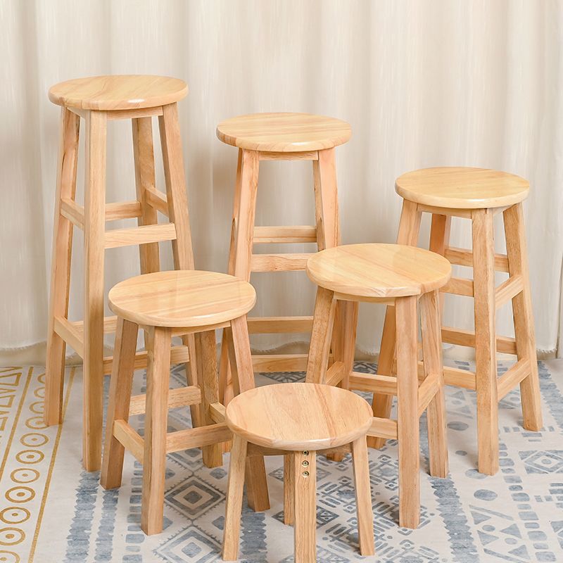 Modern Style Solid Wood Bar Stool with Footrest Living Room Lounge Bar Stool