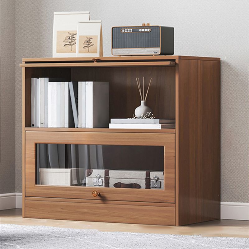 Contemporary Barrister Brown Bookshelf Engineered Wood Closed Back Shelf with Door