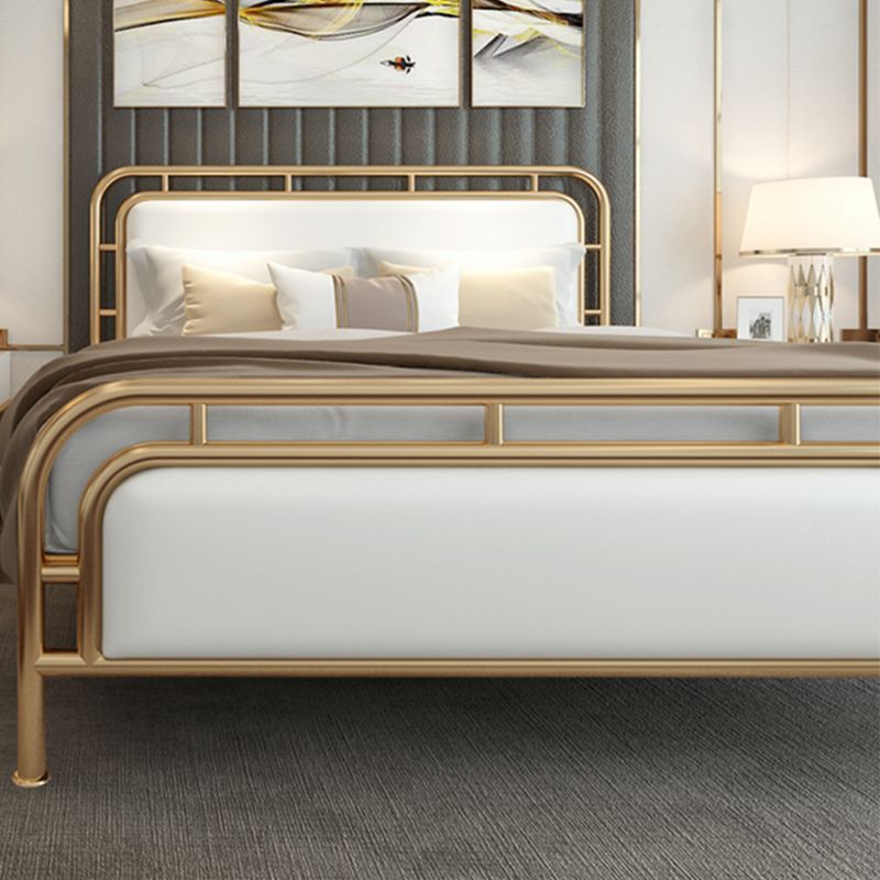 Contemporary Metal Open-Frame Standard Bed with Rectangular Headboard