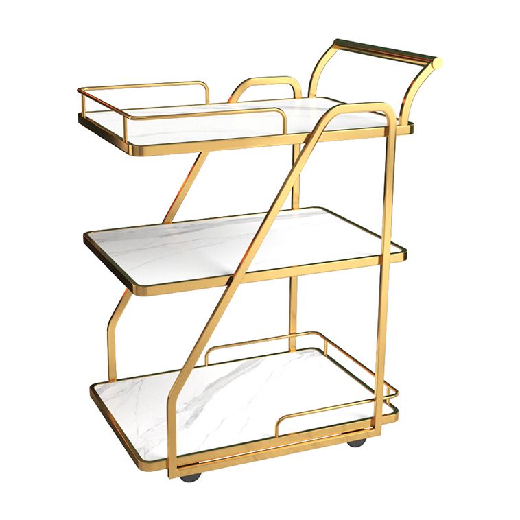 Contemporary 33.07"H Rolling Prep Table Rectangular Metal Prep Table for Dining Room