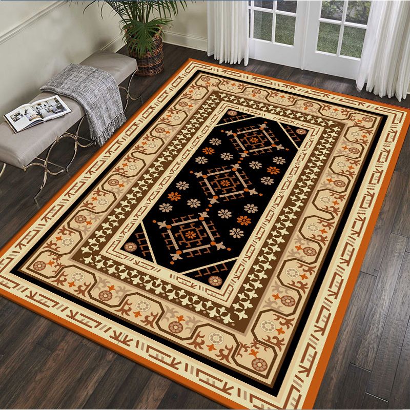 Traditional Multi Color Moroccan Rug Polypropylene Flower Carpet Anti-Slip Backing Pet Friendly Stain Resistant Rug for Living Room