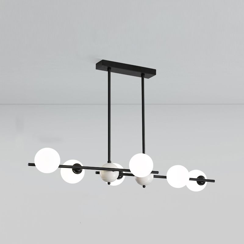Modern Style Spherical Shape Island Lights Glass 6 Light Island Lighting in Black